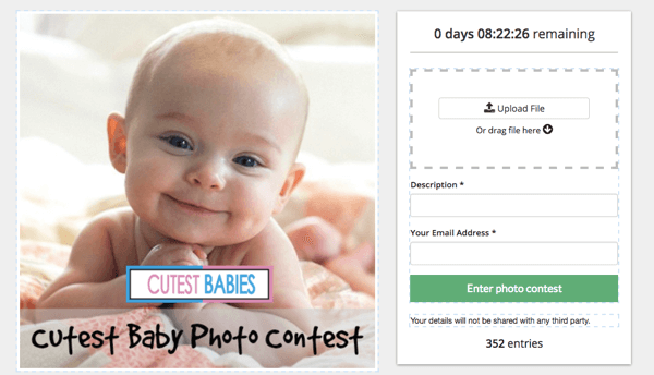 Users manually upload their photos to enter this simple social media photo contest.