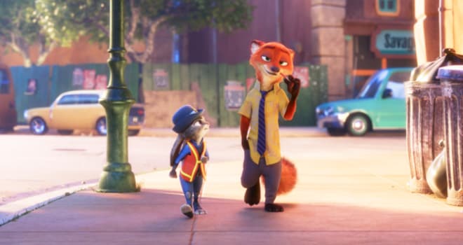 RELUCTANT PARTNER -- Fast-talking, con-artist fox Nick Wilde is not really interested in helping rookie officer Judy Hopps crack her first case. Directed by Byron Howard and Rich Moore, and produced by Clark Spencer, Walt Disney Animation Studios' "Zootopia" opens in theaters on March 4, 2016. ?2016 Disney. All Rights Reserved.