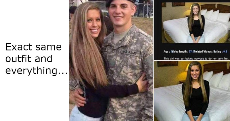 Cringe inducing FAILs - cover of girl with BF in army uniform and then she is wearing same outfit making an adult video audition.