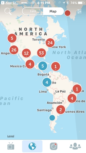 Periscope's map makes it easy for viewers to find live streams around the world.