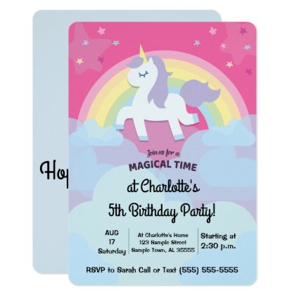 Personalized Magical Unicorn Birthday with Photo Card