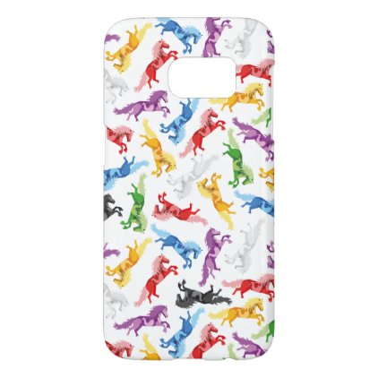 Colored Pattern jumping Horses Samsung Galaxy S7 Case