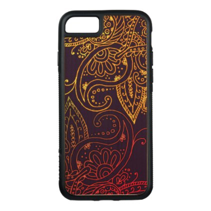 Gold to Red Mehndi on Purple Carved iPhone 7 Case