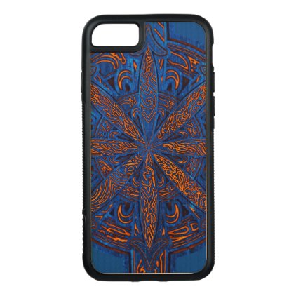 Gold on Blue Chaos Carved iPhone 7 Case