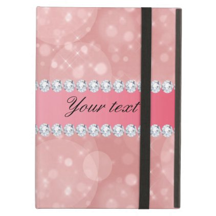 Pink Bokeh Sparkles and Diamonds Personalized iPad Air Covers