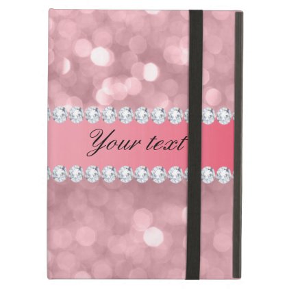 Pink Glitter Bokeh and Diamonds Personalized Cover For iPad Air