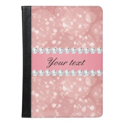 Pink Bokeh Sparkles and Diamonds Personalized iPad Air Case