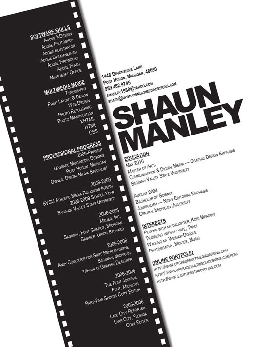 Shaun Manley Creative Resume Inspiration