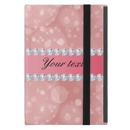 Pink Bokeh Sparkles and Diamonds Personalized iPad Mini Case