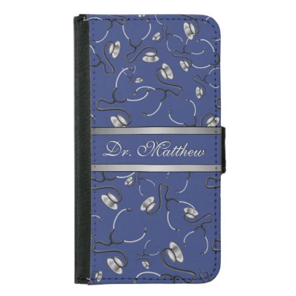 Medical, Nurse, Doctor themed stethoscopes, Name Samsung Galaxy S5 Wallet Case