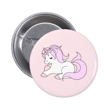 Pastel pink unicorn button