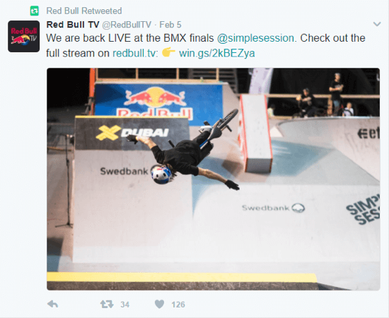 Red Bull has aligned its brand with extreme sports, so aligning its advertising with that interest makes sense.
