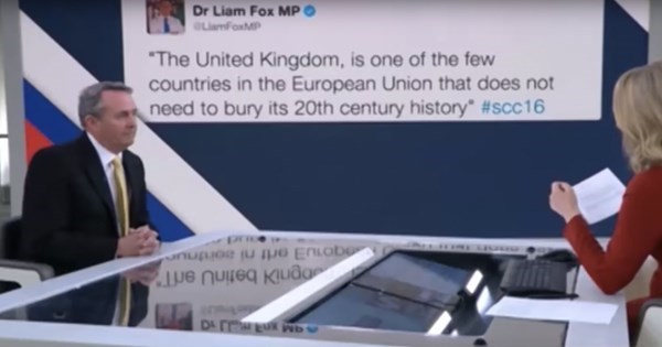 fail video british politician liam fox denies tweet