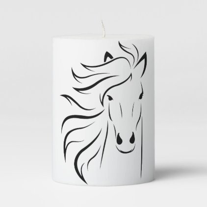 Beautiful Horse with Glamorous Mane Pillar Candle