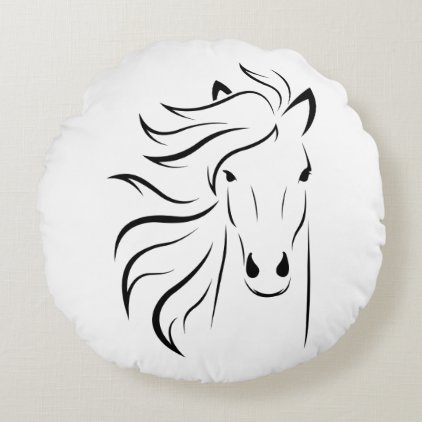 Beautiful Horse with Glamorous Mane Round Pillow