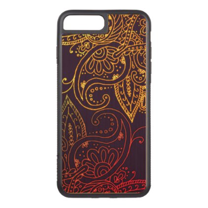 Gold to Red Mehndi on Purple Carved iPhone 7 Plus Case