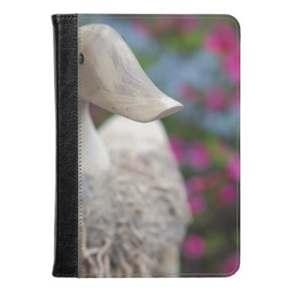 Wooden duck head with flowers kindle case