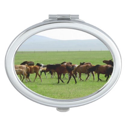 Horses on Pasture - Landscape Photograph Makeup Mirror