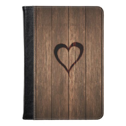 Rustic Wood Burned Heart Print Kindle Case