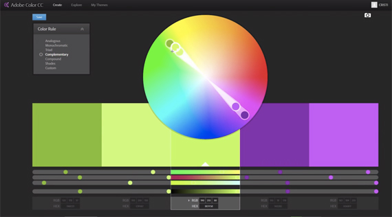 Adobe Color CC helps to chose complimentary colors