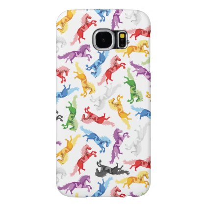 Colored Pattern jumping Horses Samsung Galaxy S6 Case