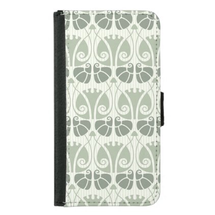 Art nouveau,teal,beige,floral,belle &#233;poque,vintage wallet phone case for samsung galaxy s5
