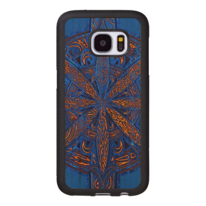 Gold on Blue Chaos Wood Samsung Galaxy S7 Case