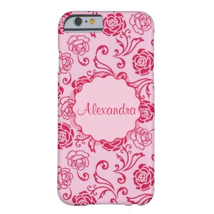 Floral lattice pattern of tea roses on pink name barely there iPhone 6 case