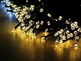 12 m de longitud 100 con energía solar LED Luz de Navidad, color (blanco cálido) para la fiesta y de la Navidad
