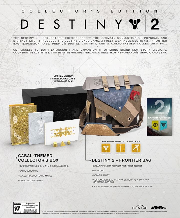 The contents of the Destiny 2 Collector's Edition.