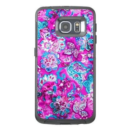 Cute blue pink flowers patterns OtterBox samsung galaxy s6 edge case