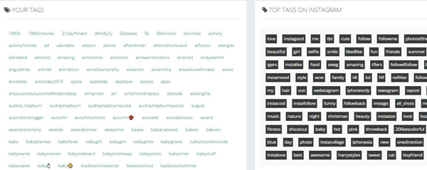 See a list of the tags you've used compared to the top tags on Instagram.