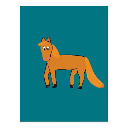Cartoon Chestnut Horse Postcard