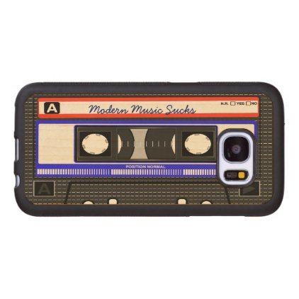 Modern Music Sucks Retro Compact Cassette Funny Wood Samsung Galaxy S7 Case