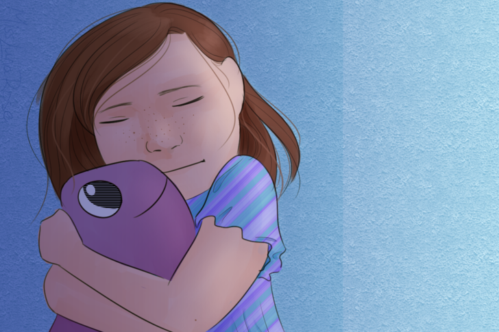 Little Girl Hugging Toy Fish in Corner.png