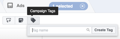 In Power Editor, click the Campaign Tags button.
