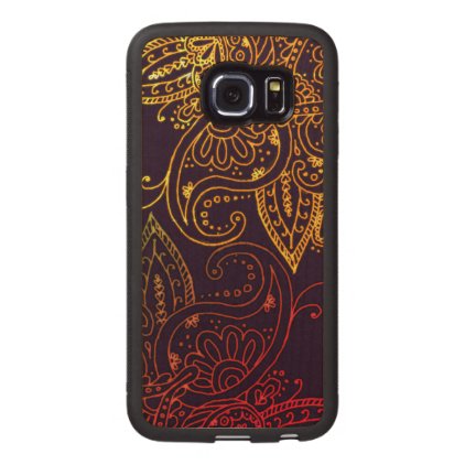 Gold to Red Mehndi on Purple Wood Phone Case
