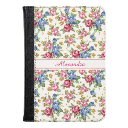 Pastel Romantic blossom Pink, Red, Blue Roses name Kindle Case