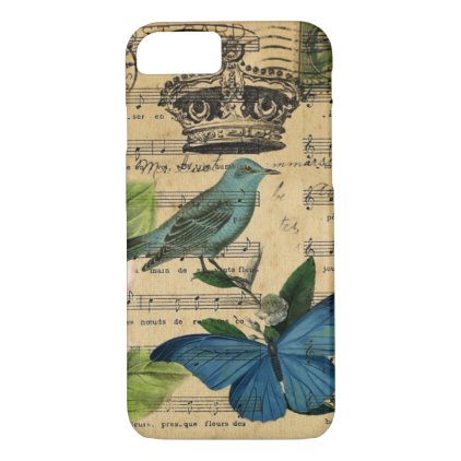 shabby chic botanical french bird Camellia iPhone 7 Case