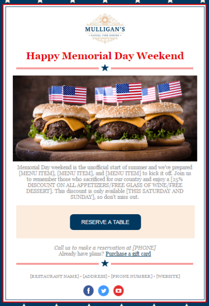 Memorial Day email template