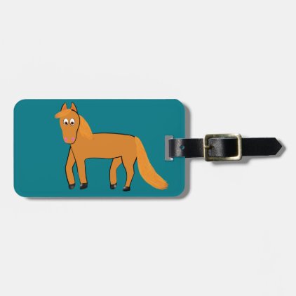 Cartoon Chestnut Horse Luggage Tag