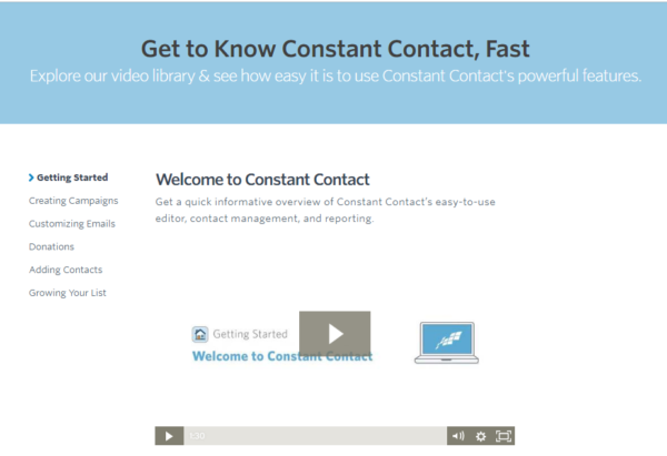 Constant Contac product tutorials