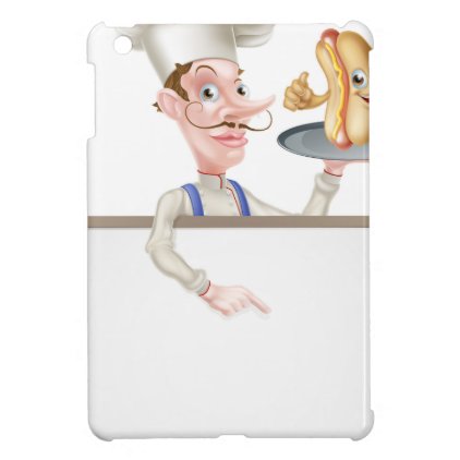 Hotdog Cartoon Chef Signboard iPad Mini Cover