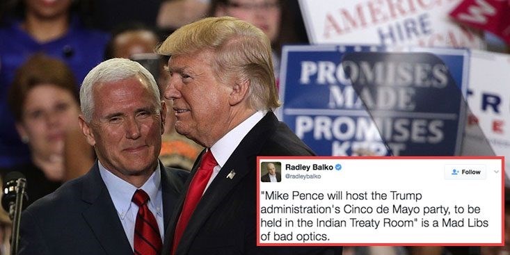Mike Pence announces that he'll be throwing a 'Cinco De Mayo' party and people are reacting hilariously on Twitter.