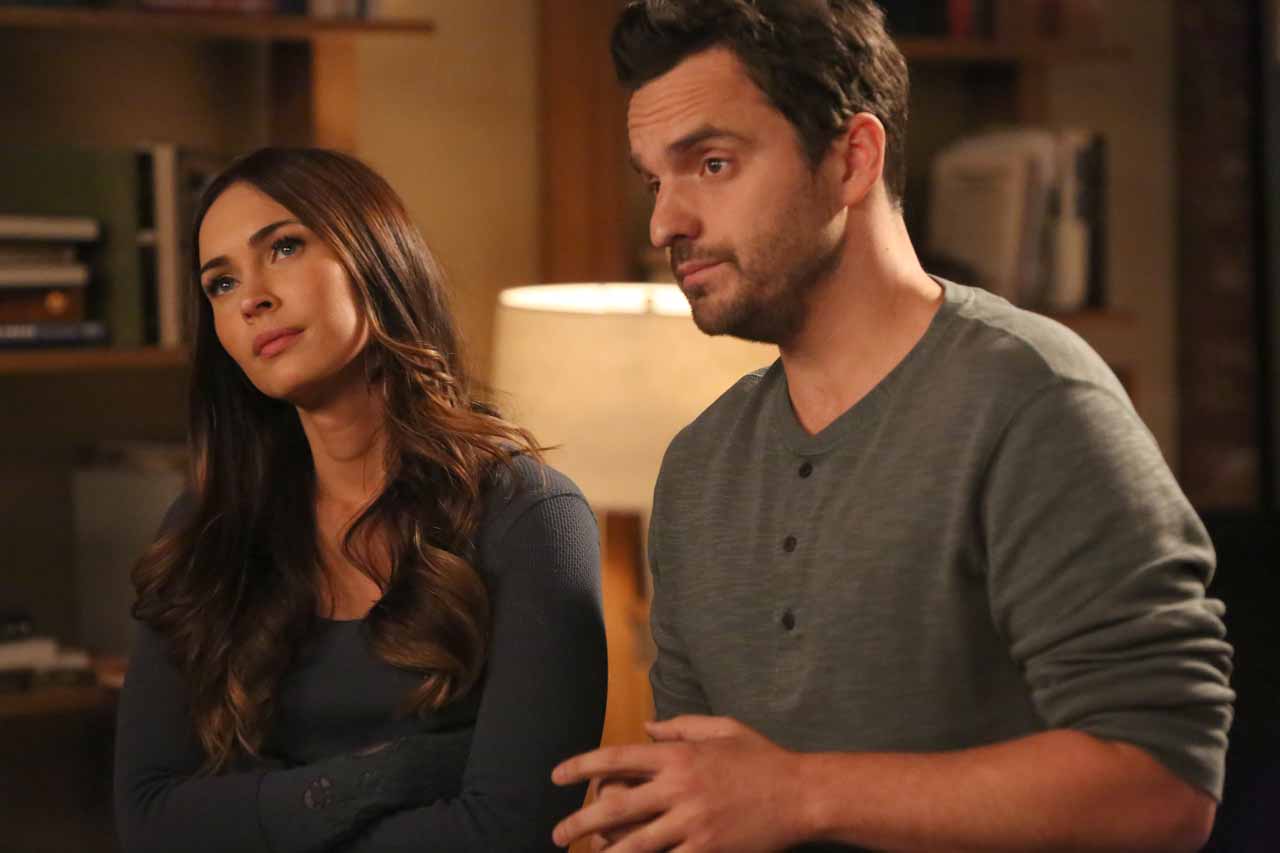 NEW GIRL: L-R: Guest star Megan Fox and Jake Johnson in the "Wig" episode of NEW GIRL airing Tuesday, Feb. 16 (8:00-8:30 PM ET/PT) on FOX. Â©2016 Fox Broadcasting Co. Cr: Adam Taylor/FOX