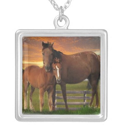 Horse and pony silver plated necklace