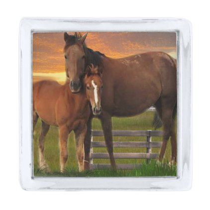 Horse and pony silver finish lapel pin