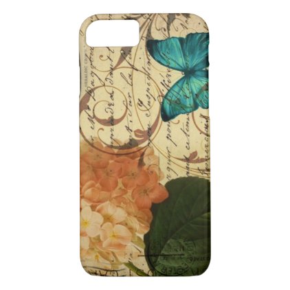 crown French botanical art butterfly hydrangea iPhone 7 Case