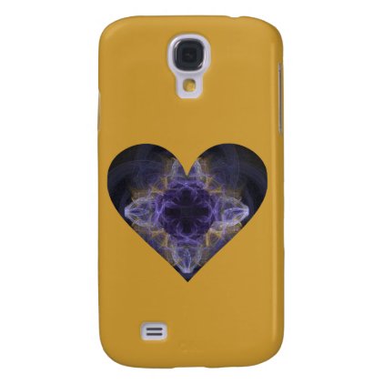 Heart--Purple Fractal Art Surrounded with Gold Galaxy S4 Cover