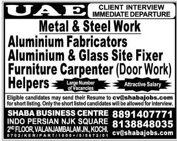 Metal Steel Work Jobs For Uae Attractive Salary American